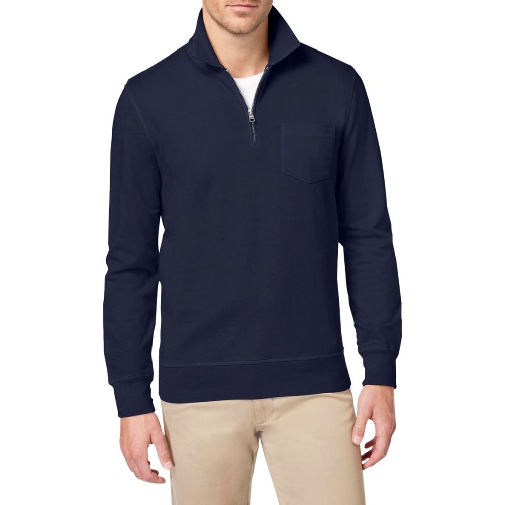 Club Room Navy 1/4 Zip Pullover Sweater Sz M